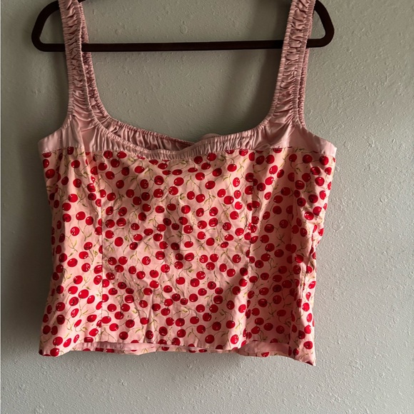 Astr Pink Cherry Print Blouse - Picture 3 of 4